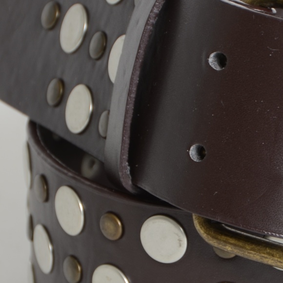Brown Leather*Stud Belt**32"*Silver & Bronze* - Picture 3 of 6